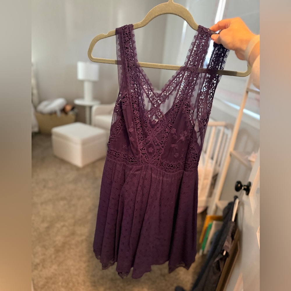 Free People Purple Lace Mini Dress